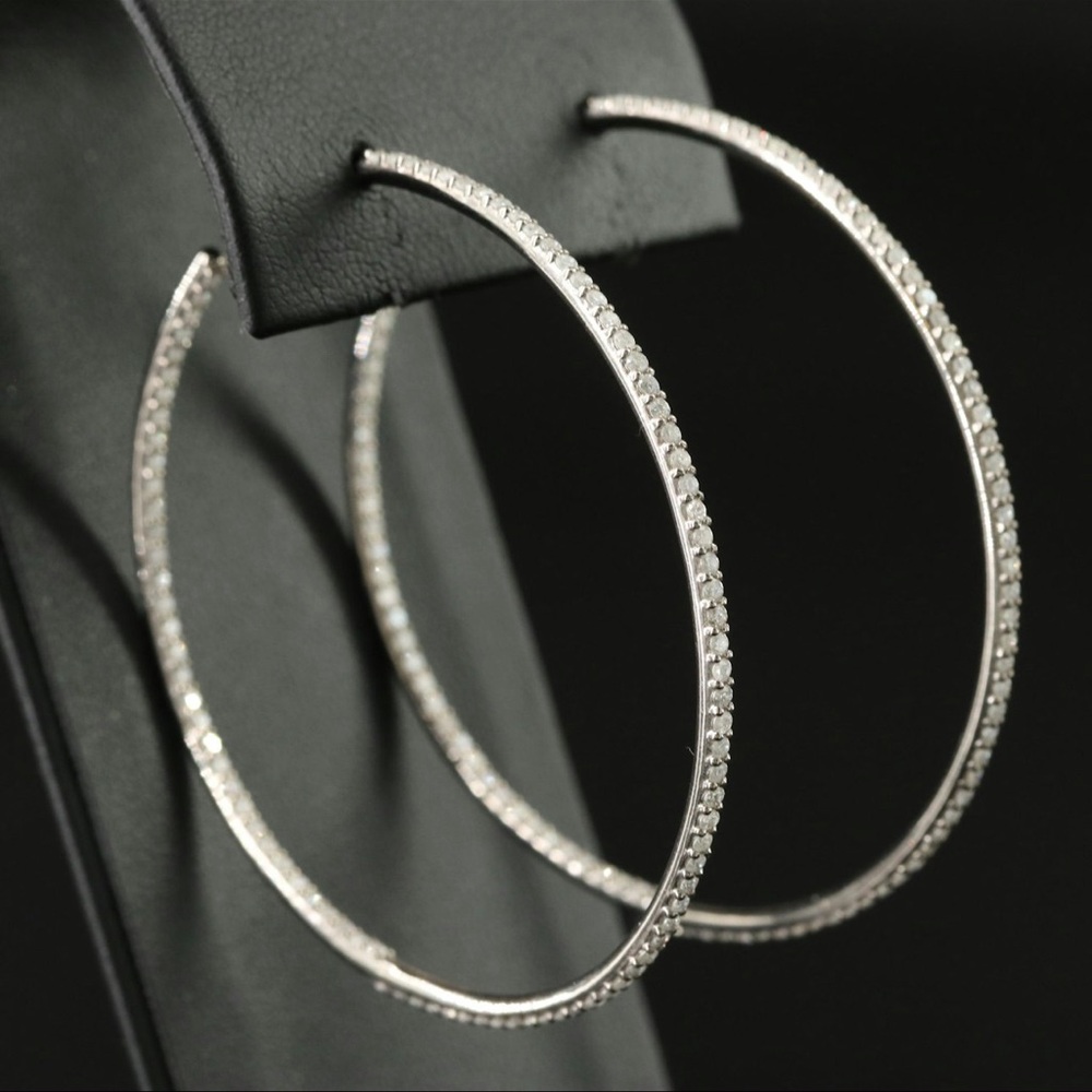 Sheryl Lowe Sterling inside out Diamond half hoops Earrings